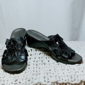 Clarks Black Leather Sandals